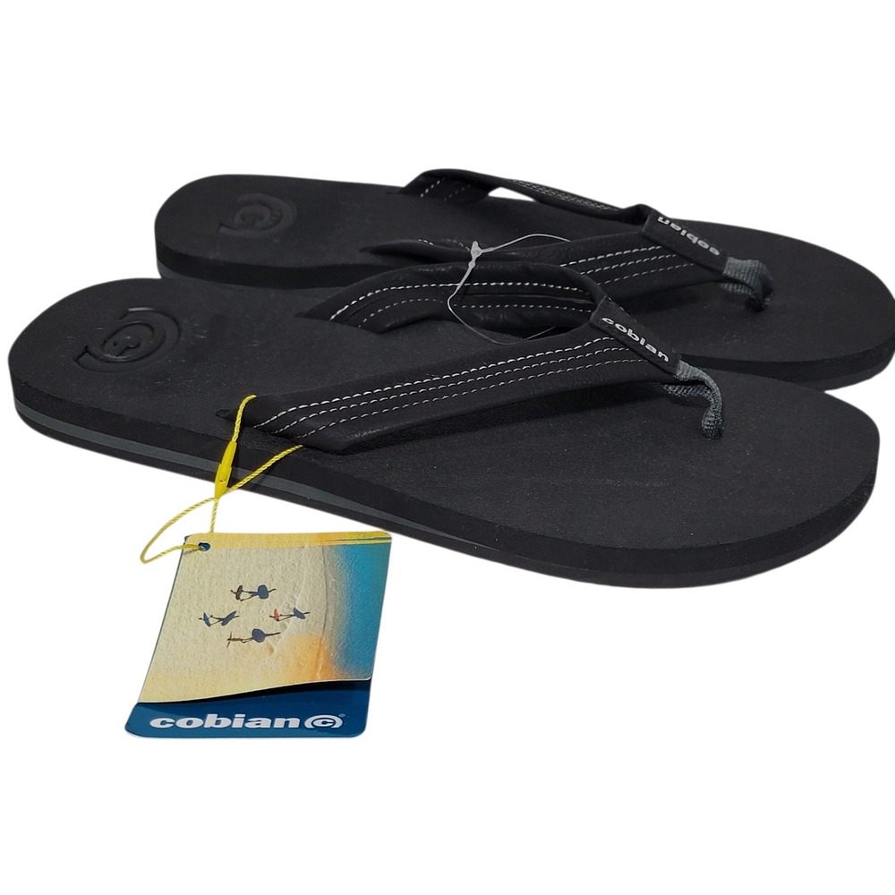 Cobian Oceanside Flip Flop Sandals Men Size 11 Black Arch Support Beach Pool NEW